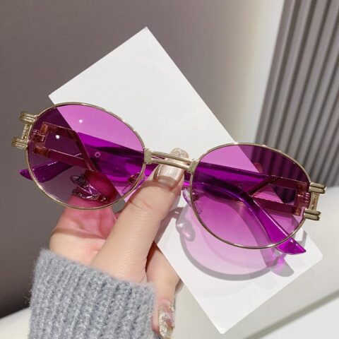 Cross-border New Oval Sunglasses Europe and the United States Retro Round Metal Fashion Net Red Street Photo Joker Sunglasses Women