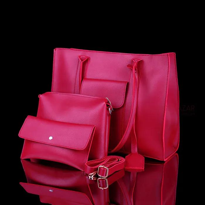 3-Piece PU Leather Handbag Set for Girls (Tote, Crossbody, Clutch - Image 4