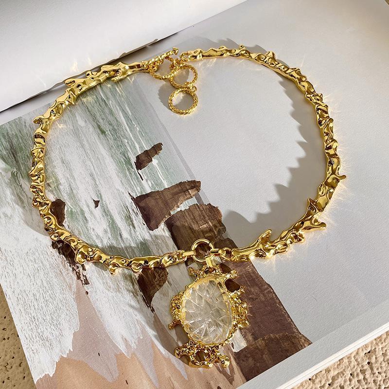 Chunky Thick Chain Necklace with Flash Diamond Details